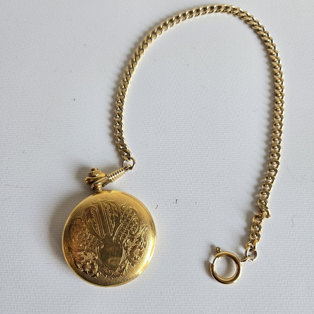 Vintage Jules Jurgensen Quartz pocket watch Gold Tone 41.3mm Untested/For Repair